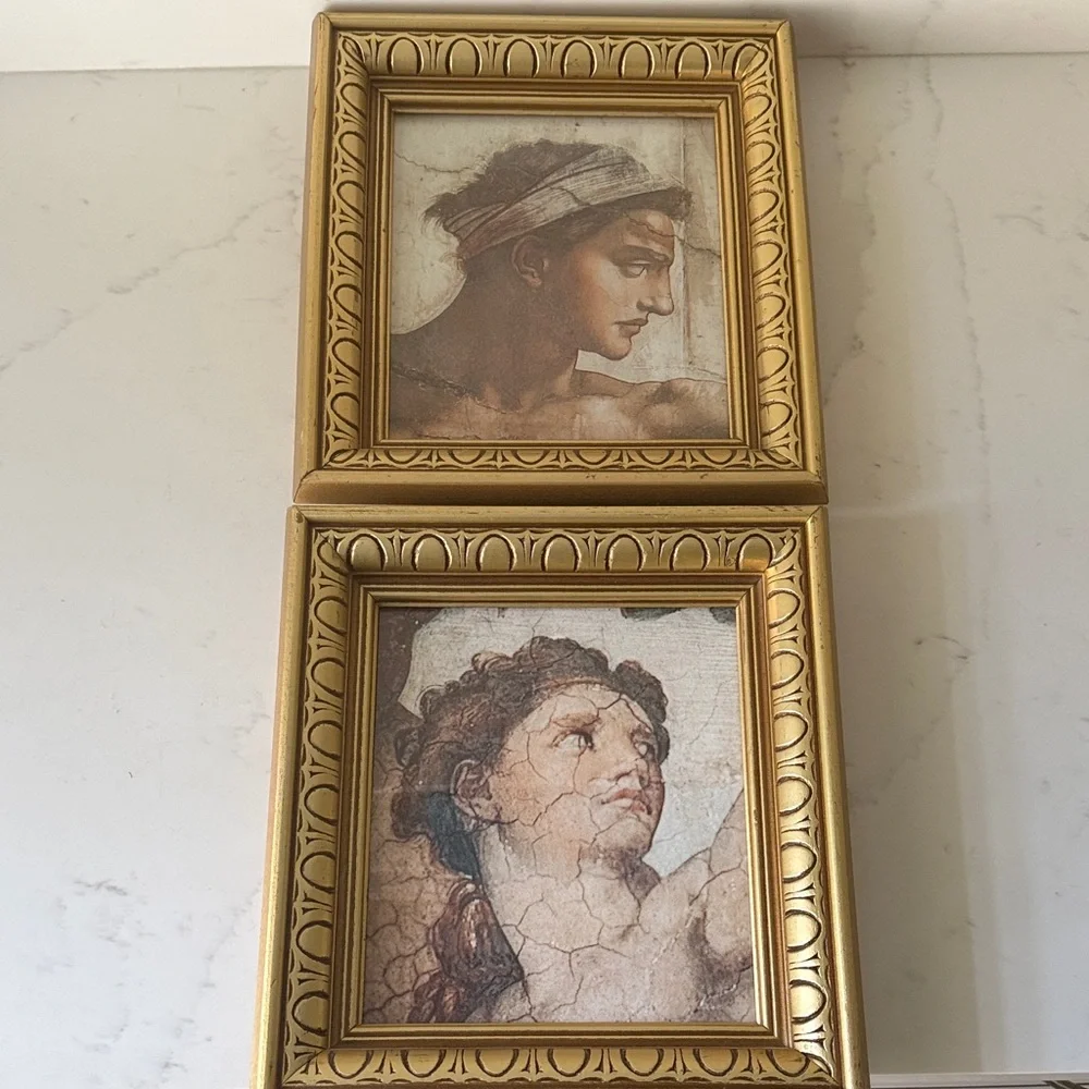 Gold Framed Sistine Chapel Repro Prints Set of 2